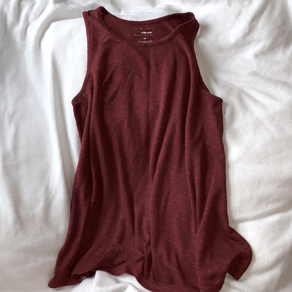 🎉🎉Red-brick light weave tank with flowy bottom